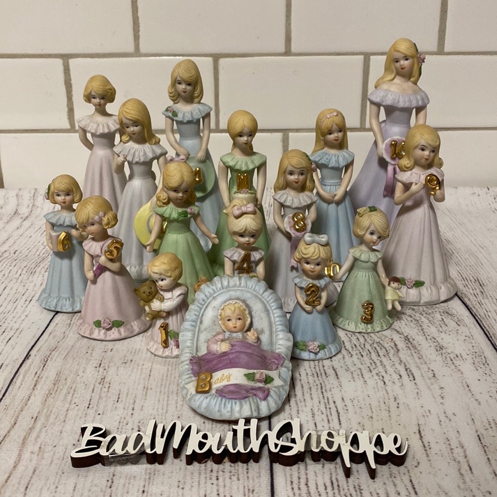 Vintage Enesco Growing Up Birthday Girls Porcelain Figurine - Blonde, 13 - Picture 8 of 8